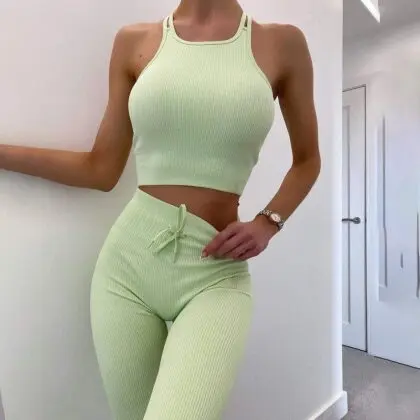 Casual Seamless Leggings & Bra Set