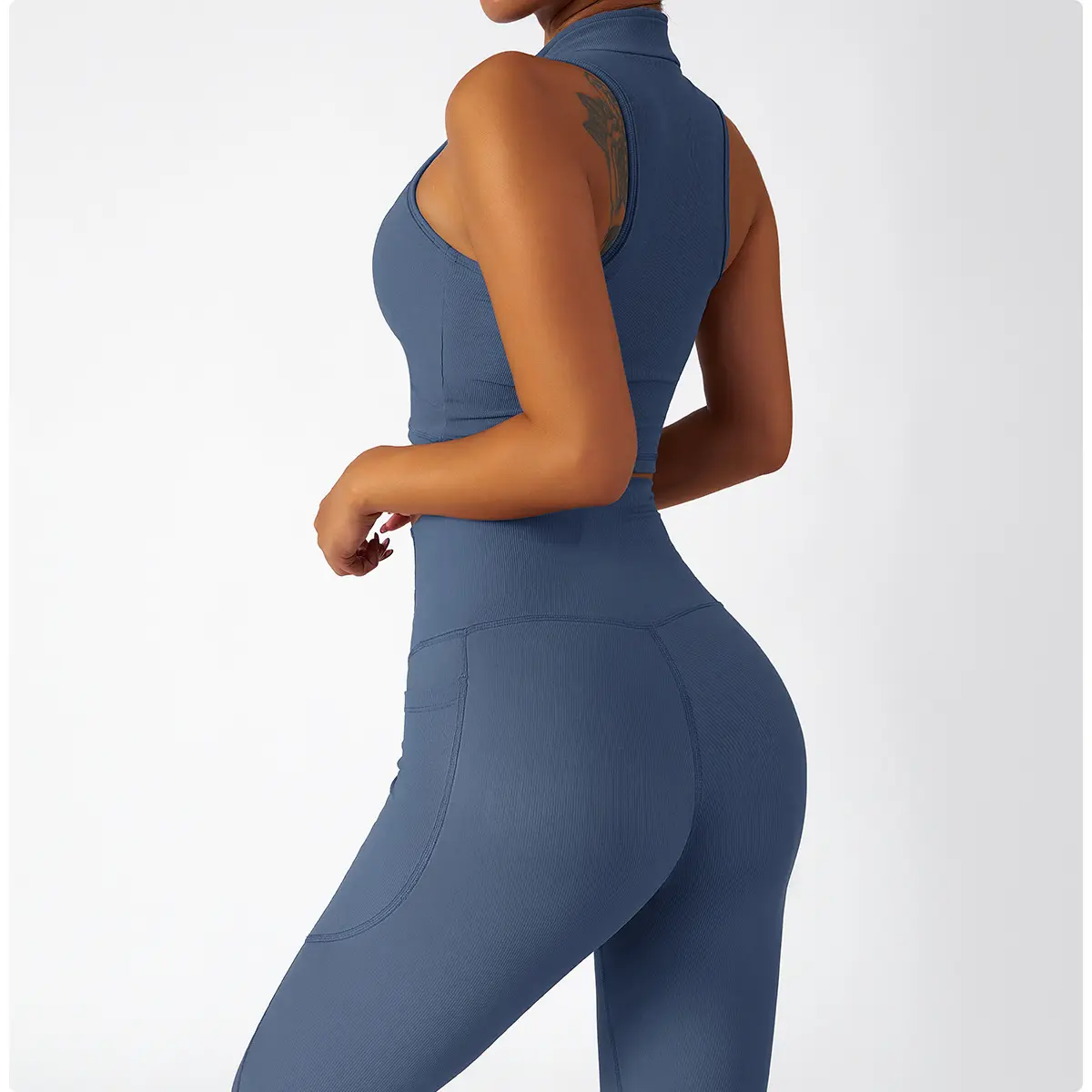 High-waisted Ribbed Pocket Leggings