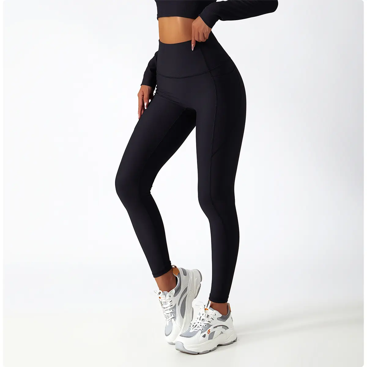 High-waisted Ribbed Pocket Leggings