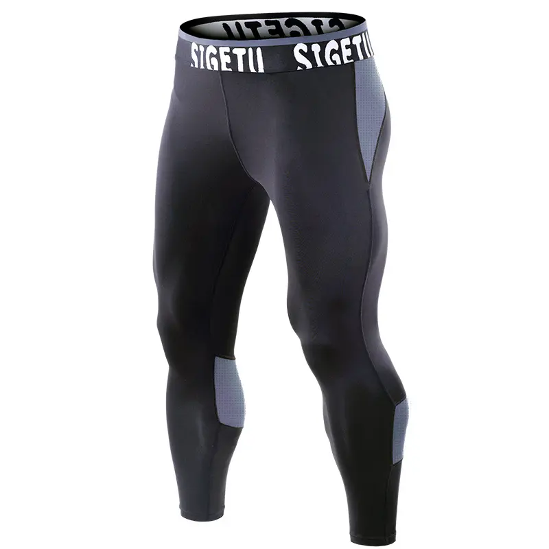 Men's Compression Leggings - Black & Grey - Image 3