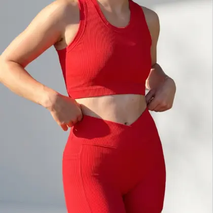Ribbed Yoga Sports Bra