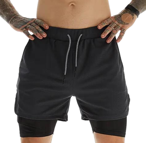 Men's 4-Way Stretch Shorts Black & Grey